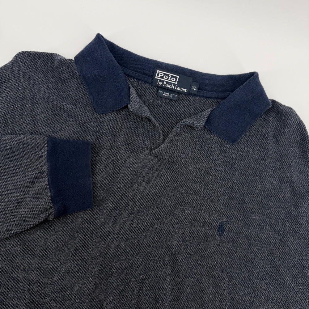 Polo by Ralph Lauren Mens Gray Pima Cotton Long Sleeve Sweater Pullover Shirt XL